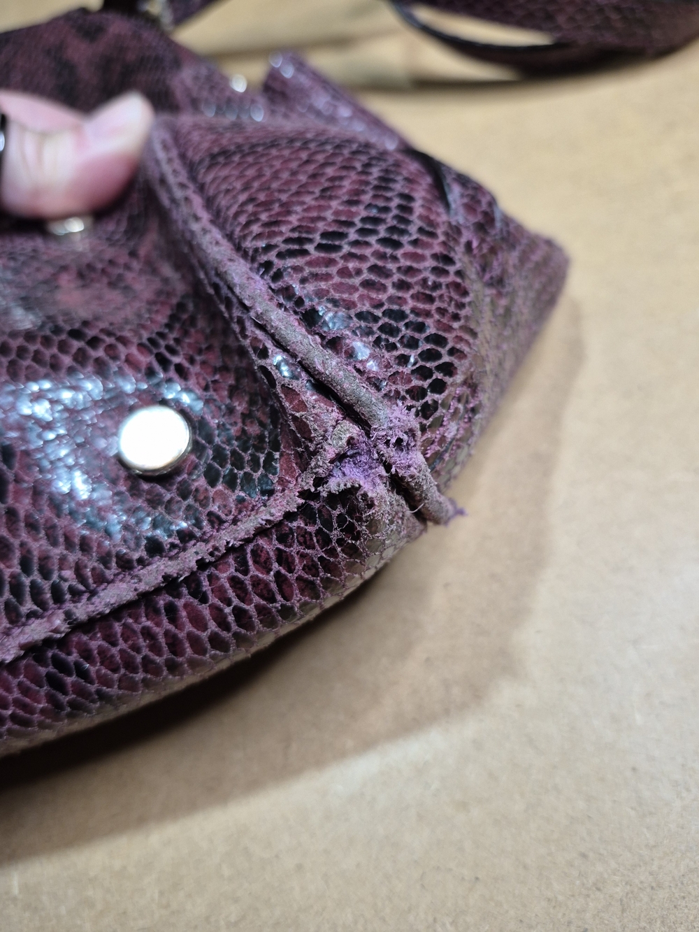 Cole Haan Raspberry Snake-Print Purse - Picture 11 of 13